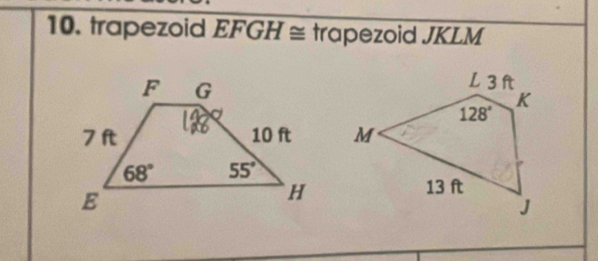 trapezoid EFGH ≅ trapezoid JKLM