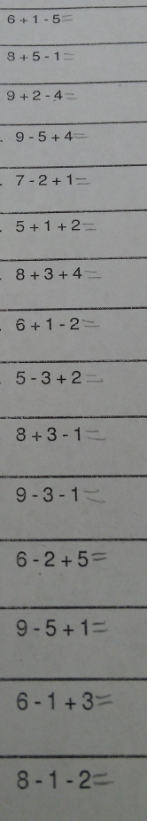 6+1-5
8+5-1
9+2-4