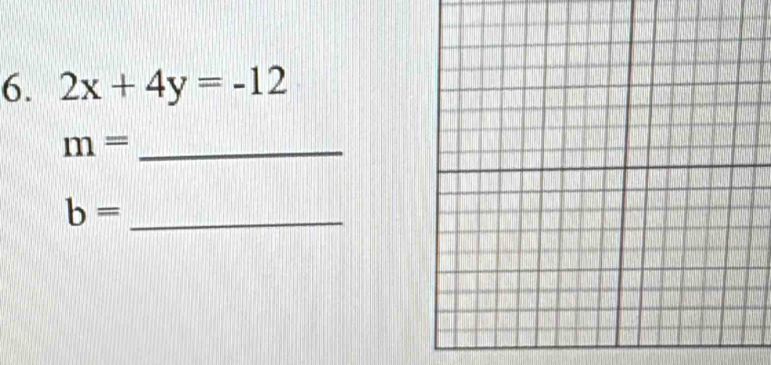 2x+4y=-12
m= _
b= _