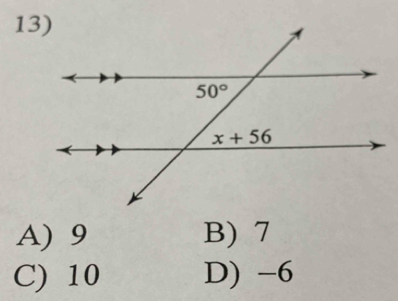 A) 9 B) 7
C) 10 D) -6