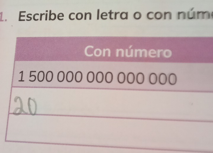 Escribe con letra o con núm