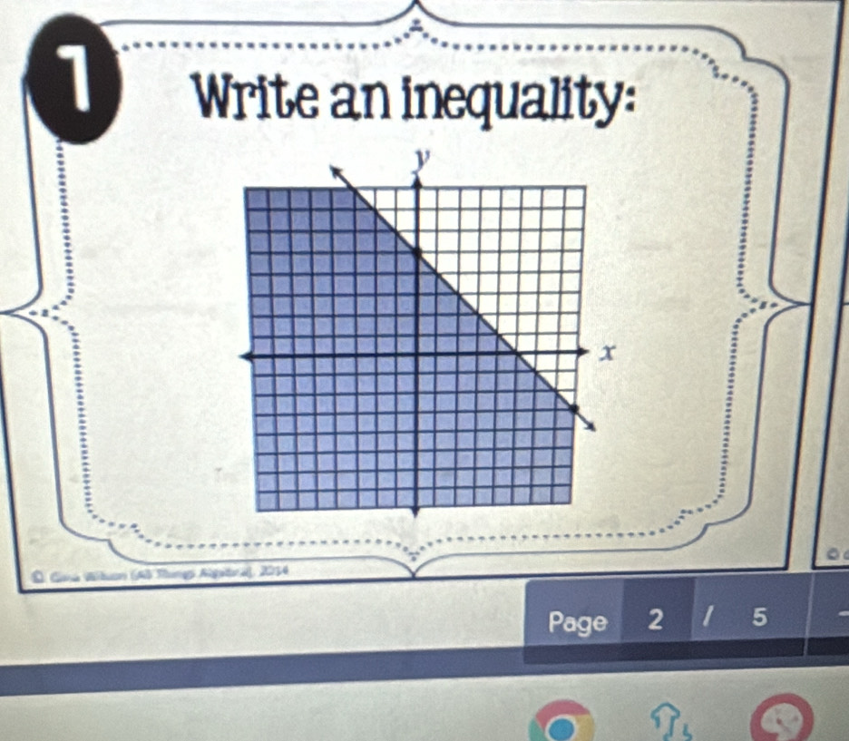 Write an inequality: 
É Gina Wiluan (Ab Tungs Agatra), 2014
Page 2 1 5