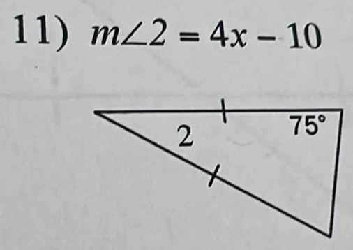 m∠ 2=4x-10