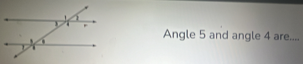 Angle 5 and angle 4 are....