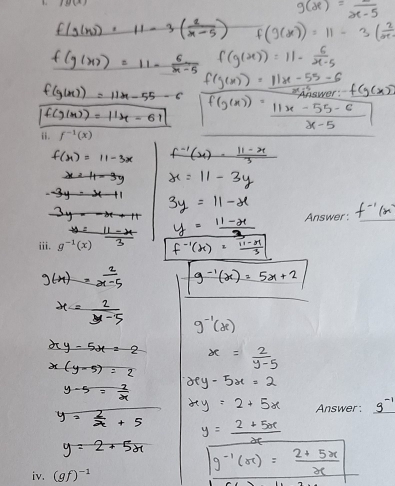 f^(-1)(x)
Answer : 
iii. g^(-1)(x)
Answer 
iv.