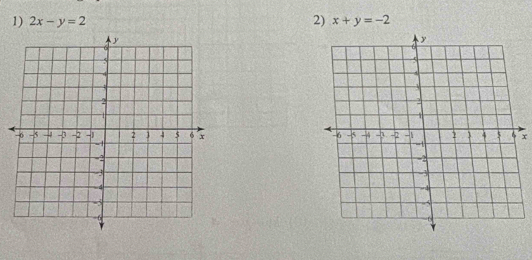 2x-y=2 2) x+y=-2
x