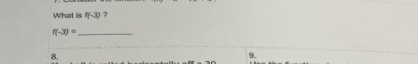 What is f(-3) ?
f(-3)= _ 
8. 
9.