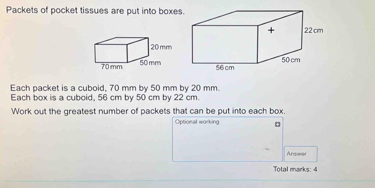 Solved: Packets of pocket tissues are put into boxe Each packet is a ...