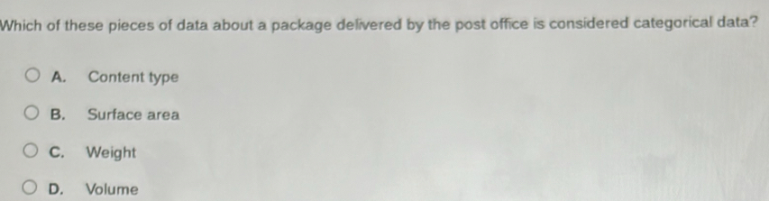 Solved: Which of these pieces of data about a package delivered by the ...