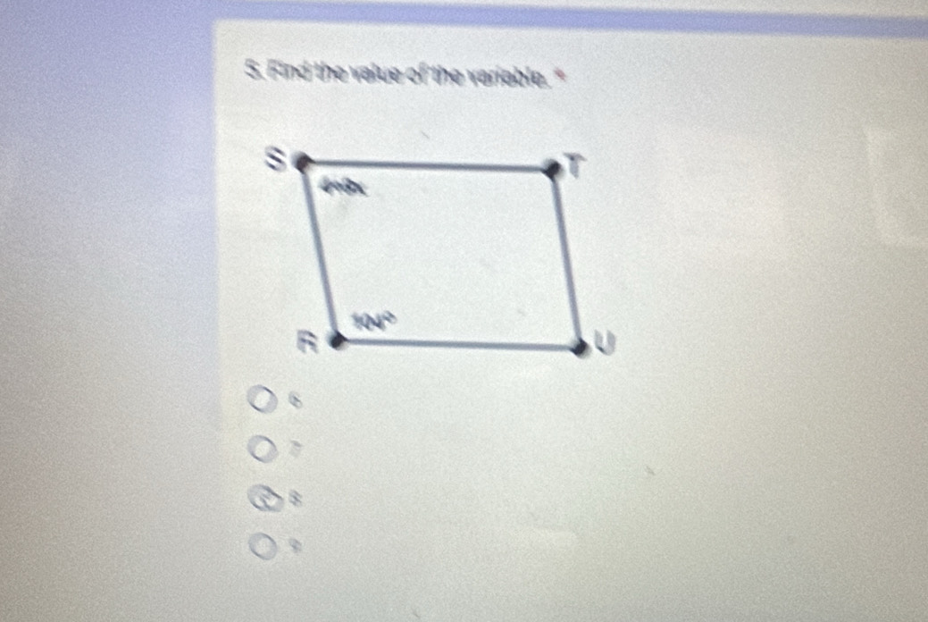 Find the value of the variable. "
B