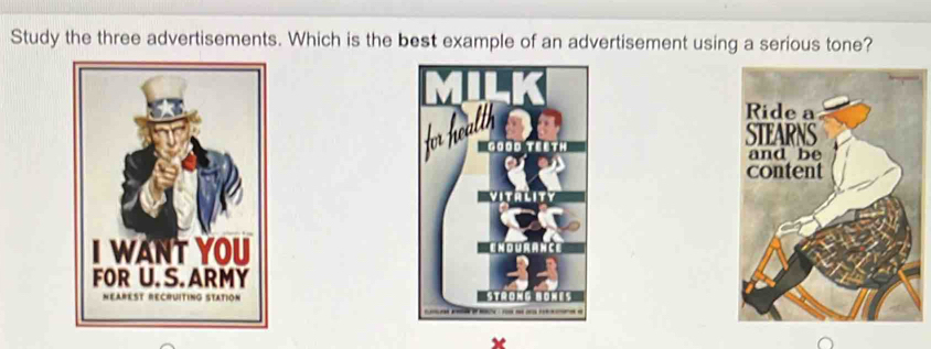 Solved: Study the three advertisements. Which is the best example of an ...