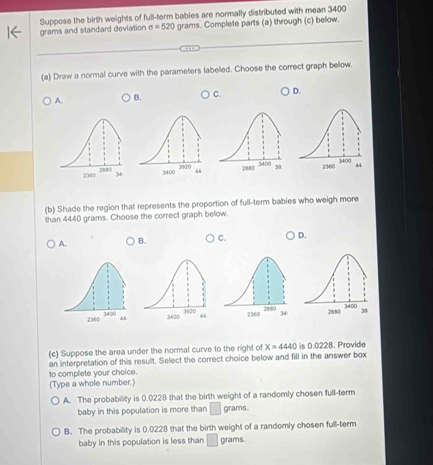 Solved: Suppose the birth weights of full-term babies are normally ...