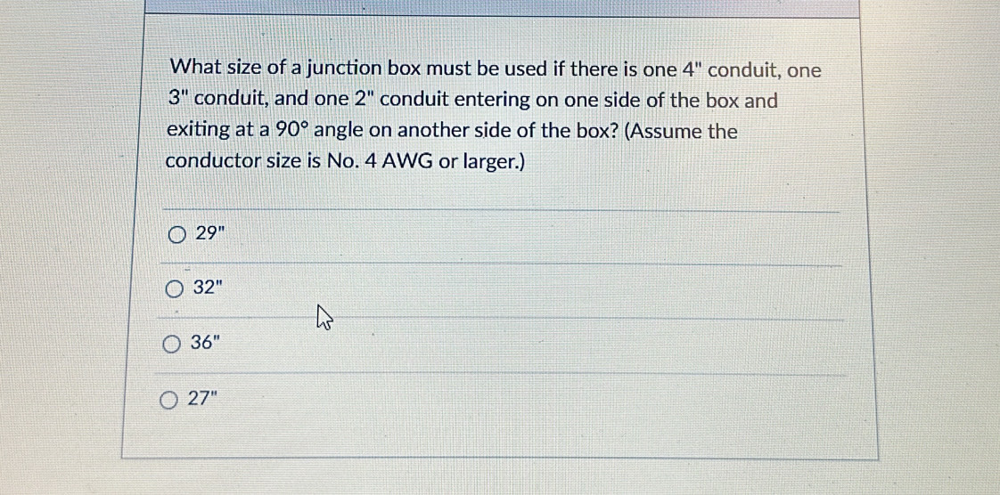 Solved: What size of a junction box must be used if there is one 4 ...