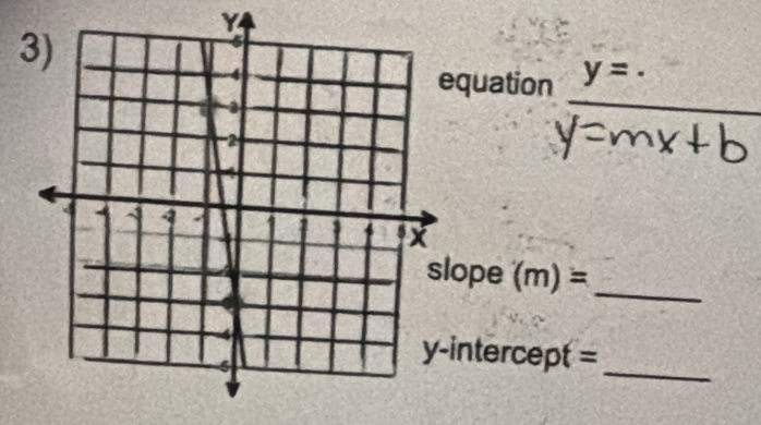 Y
_ 
quation y=
ope '(m)= _ 
_ 
intercept =