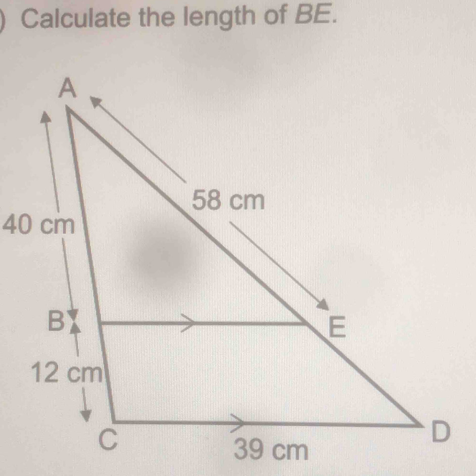 Calculate the length of BE.