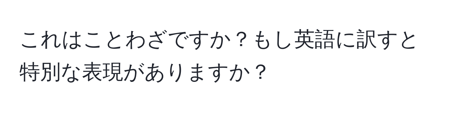 これはことわざですか？もし英語に訳すと特別な表現がありますか？