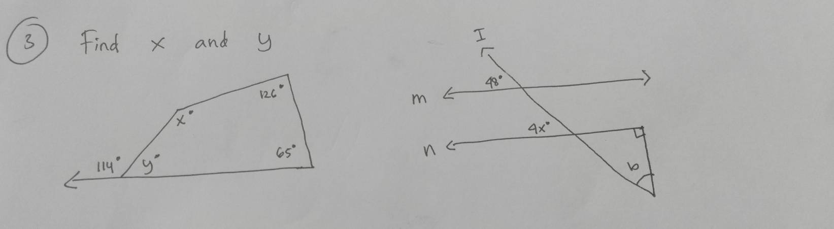 3 ) Find x and y