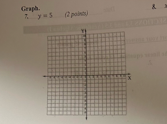 Graph. 
8. x
7. y=5 (2 points)