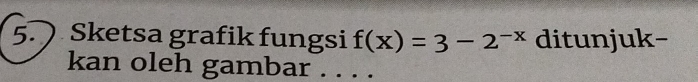 Sketsa grafik fungsi f(x)=3-2^(-x) ditunjuk- 
kan oleh gambar . . . .