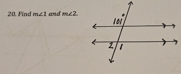 Find m∠ 1 and m∠ 2.