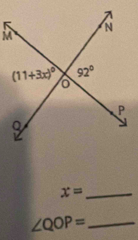 x=
_ ∠ QOP=