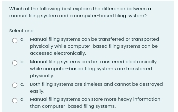 Solved: Which of the following best explains the difference between a ...