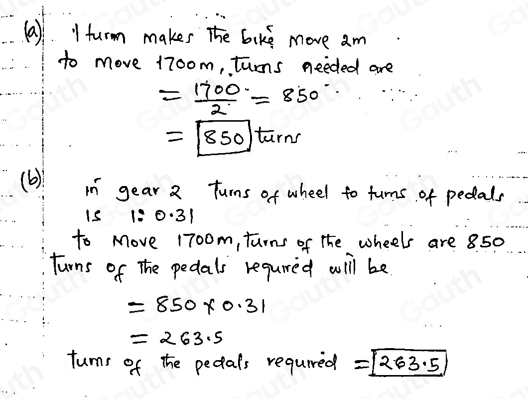 Solved: 1 turn of the wheels on a bike makes the bike move 2 m. How ...