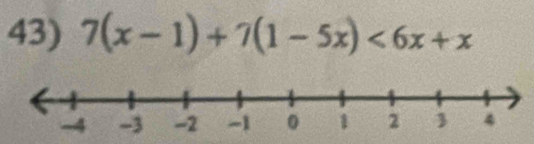 7(x-1)+7(1-5x)<6x+x