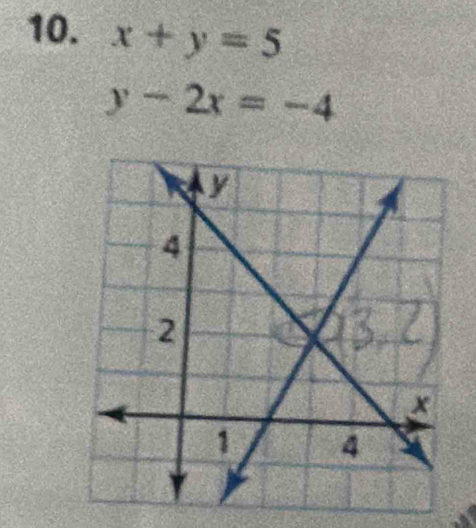 x+y=5
y-2x=-4