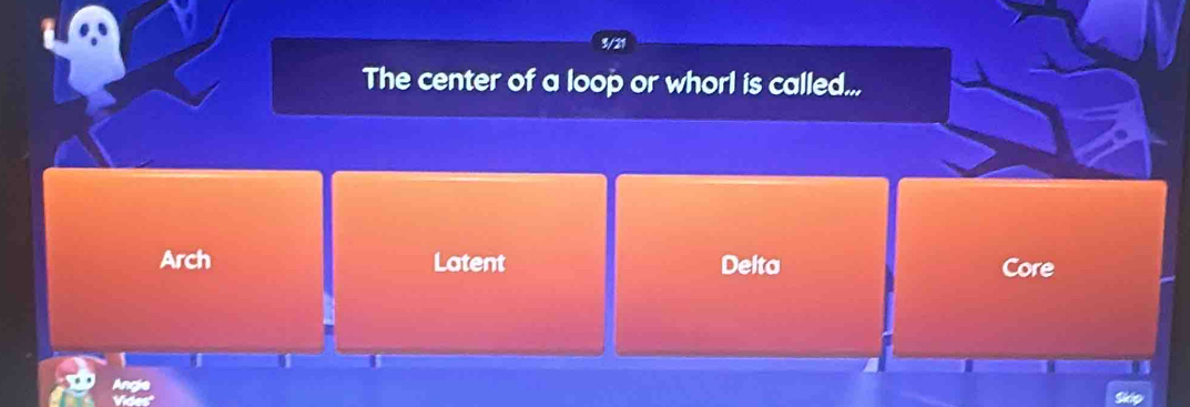 3/21
The center of a loop or whorl is called...
Arch Latent Delta Core