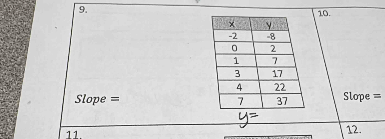 Slope =
Slope =
11. 
12.