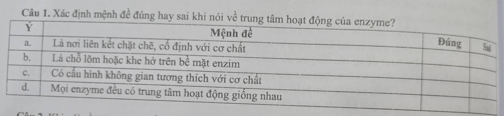 Xác định mệnh đề đúng hay sai k