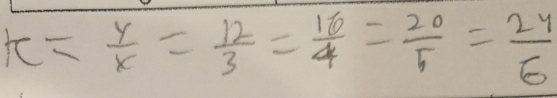 k= y/x = 12/3 = 16/4 = 20/5 = 24/6 