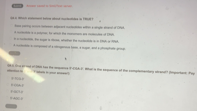 Solved: Dbmt Answer saved to SimUText server. Q4.4. Which statement ...