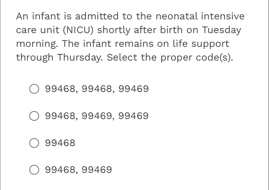 Solved: An infant is admitted to the neonatal intensive care unit (NICU ...