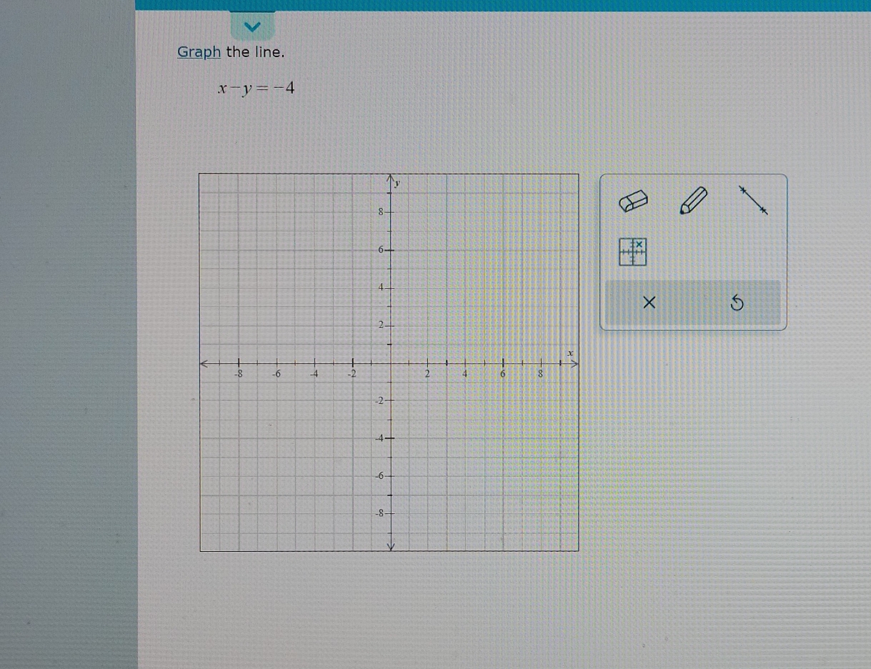 Graph the line.
x-y=-4
×