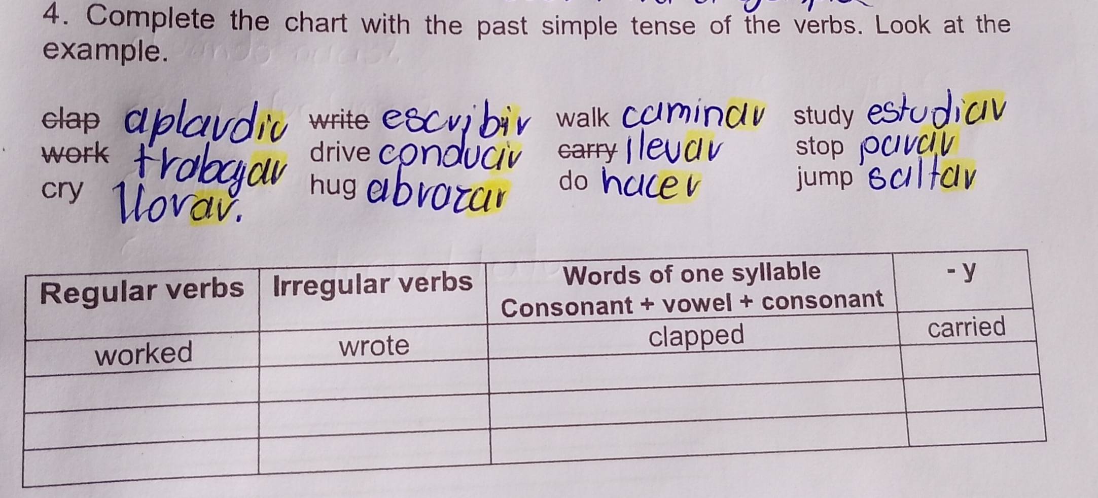 Resuelto:Complete the chart with the past simple tense of the verbs ...