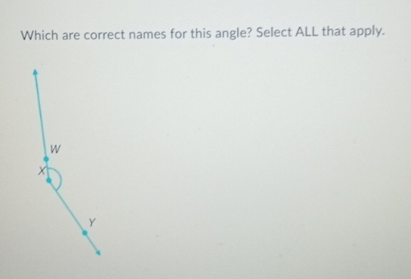 Which are correct names for this angle? Select ALL that apply.