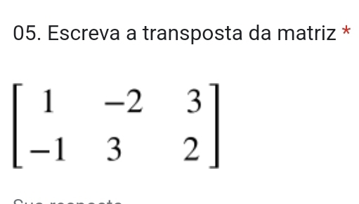 Escreva a transposta da matriz *