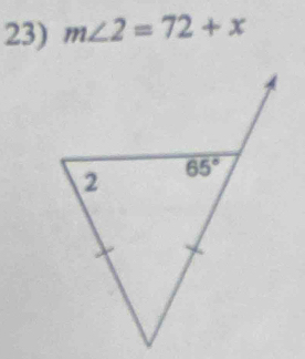 m∠ 2=72+x