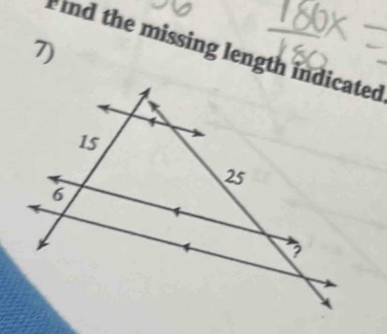 ind the missing length indicated