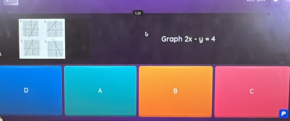 1/21 
Graph 2x-y=4
D 
A 
B