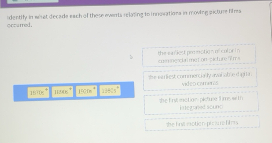 Solved: Identify in what decade each of these events relating to ...