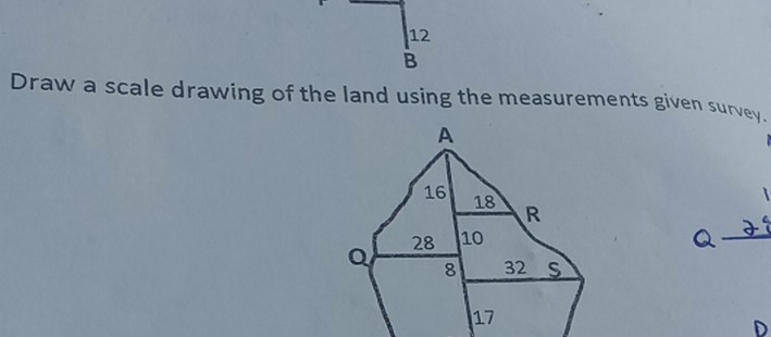 Solved: Draw a scale drawing of the land using the measurements given ...