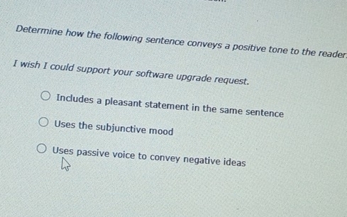 Solved: Determine how the following sentence conveys a positive tone to ...