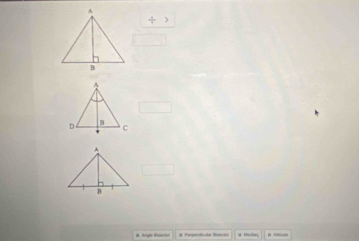 + > 
π Angle Bisector # Perpendicular Baector # Meciag = Alsitude