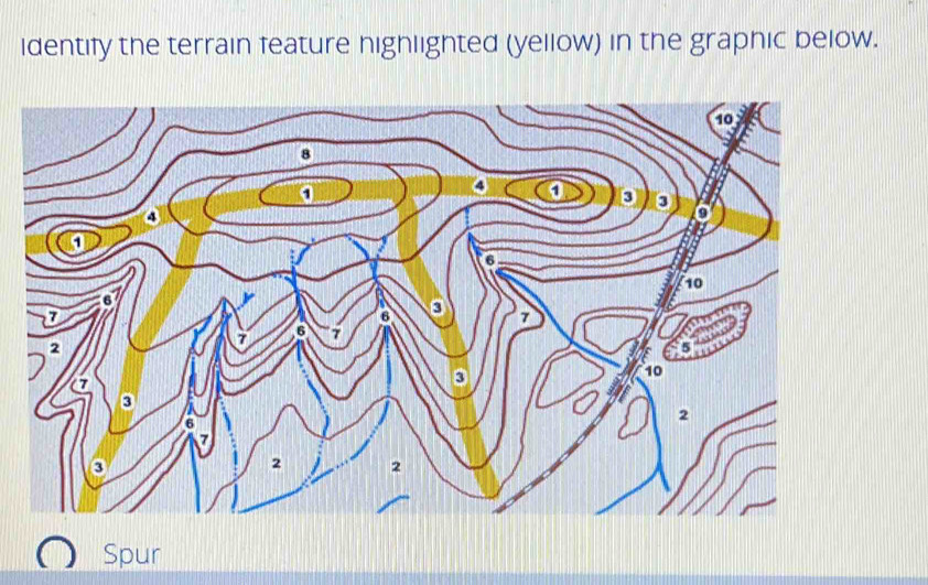 Solved: identify the terrain feature highlighted (yellow) in the ...