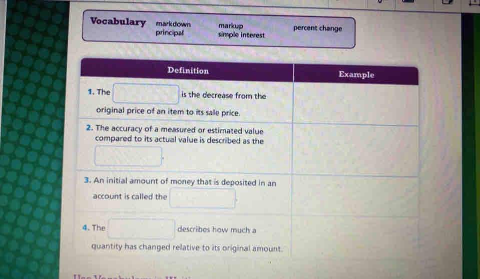 Vocabulary markdown markup percent change