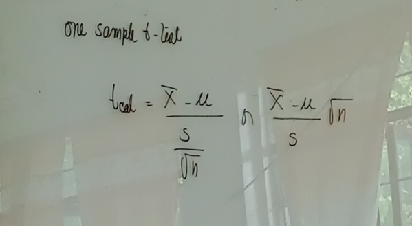 one sample t-lal
t_ad=frac overline x-u S/sqrt(n)   1/2  frac overline x-ussqrt(n)