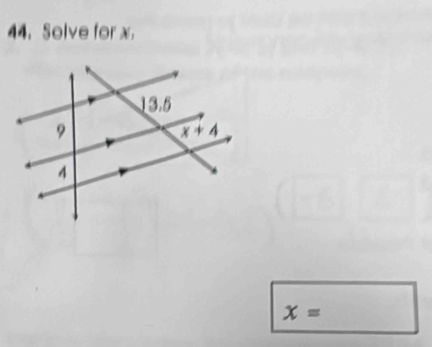 Solve for x.
x=